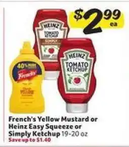 Winn Dixie French's Yellow Mustard or Heinz Easy Squeeze or Simply Ketchup offer