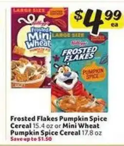 Winn Dixie Frosted Flakes Pumpkin Spice Cereal or Mini Wheat Pumpkin Spice Cereal offer