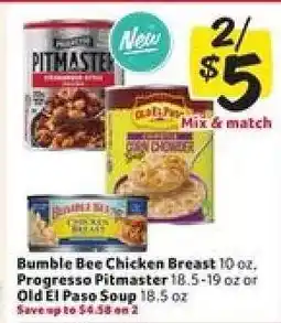 Winn Dixie Bumble Bee Chicken Breast, Progresso Pitmaster, Old El Paso Soup offer