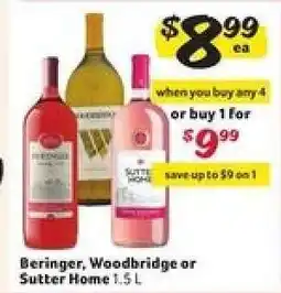Winn Dixie Beringer, Woodbridge or Sutter Home offer