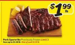 Winn Dixie Pork Spareribs offer