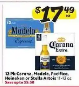 Winn Dixie 12 Pk Corona, Modelo, Pacifico, Heineken or Stella Artois offer