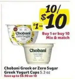Winn Dixie Chobani Greek or Zero Sugar Greek Yogurt Cups offer