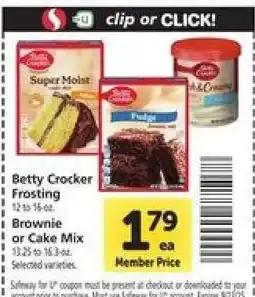Safeway Betty Crocker Frosting, Brownie or Cake Mix offer