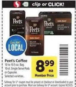 Safeway Peet's Coffee offer