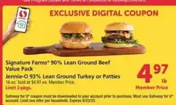 Safeway Signature Farms 90% Lean Ground Beef Value Pack offer