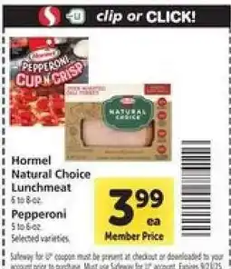 Safeway Hormel Natural Choice Lunchmeat offer