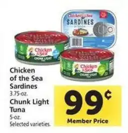 Safeway Chicken of the Sea Sardines / Chunk Light Tuna offer