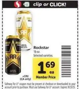Safeway Rockstar offer