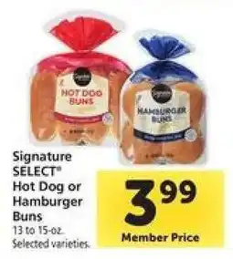 Safeway Signature SELECT Hot Dog or Hamburger Buns offer