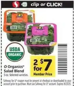 Safeway O Organics Salad Blend offer