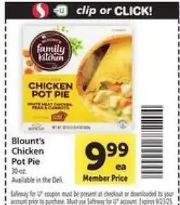 Safeway Blount's Chicken Pot Pie offer