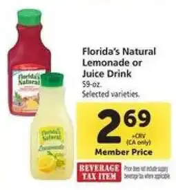 Safeway Florida's Natural Lemonade or Juice Drink offer