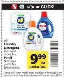 Safeway all Laundry Detergent offer