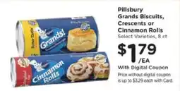 Kroger Pillsbury Grands Biscuits, Crescents or Cinnamon Rolls offer