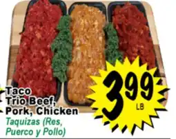 Superior Grocers Taco Trio Beef, Pork, Chicken offer