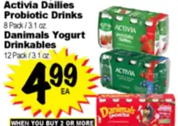 Superior Grocers Activia Dailies Probiotic Drinks 8 Pack / 3.1 oz. Danimals Yogurt Drinkables 12 Pack / 3.1 oz offer