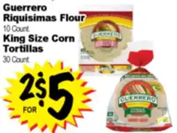 Superior Grocers Guerrero Riquisimas Flour 10 Count. King Size Corn Tortillas 30 Count offer