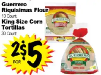 Superior Grocers Guerrero Riquisimas Flour 10 Count. King Size Corn Tortillas 30 Count offer