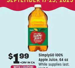 Grocery Outlet SimplyGO 100% Apple Juice, 64 oz offer