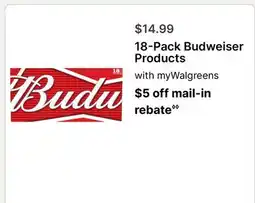 Walgreens 18-Pack Budweiser Products offer