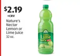 Aldi Nature's Nectar Lemon or Lime Juice offer