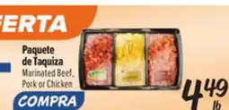 El Super Marinated Beef, Pork or Chicken offer