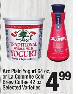 Super King Markets Arz Plain Yogurt 64 oz, or La Colombe Cold Brew Coffee 42 oz offer