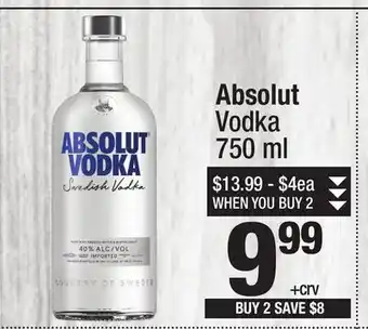 Super King Markets Absolut Vodka offer