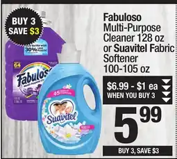Super King Markets Fabuloso Multi-Purpose Cleaner 128 oz or Suavitel Fabric Softener 100-105 oz offer