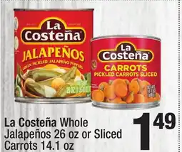 Super King Markets La Costeña Whole Jalapeños 26 oz or Sliced Carrots 14.1 oz offer