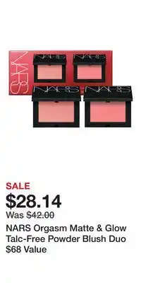 Nordstrom NARS Orgasm Matte & Glow Talc-Free Powder Blush Duo $68 Value offer