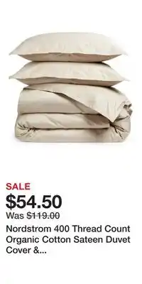 Nordstrom Nordstrom 400 Thread Count Organic Cotton Sateen Duvet Cover & Shams Set offer