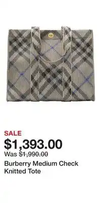 Nordstrom Burberry Medium Check Knitted Tote offer