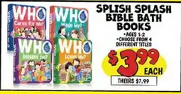 Ollie's SPLISH SPLASH BIBLE BATH BOOKS offer