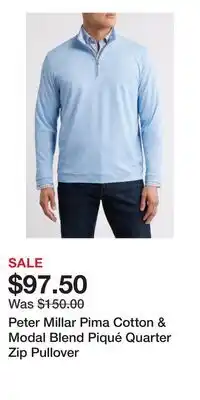 Nordstrom Peter Millar Pima Cotton & Modal Blend Piqué Quarter Zip Pullover offer