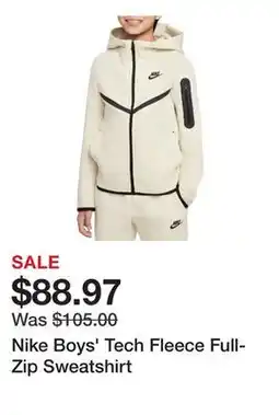 Dick's Sporting Goods Nike Boys' Tech Fleece Full-Zip Sweatshirt offer