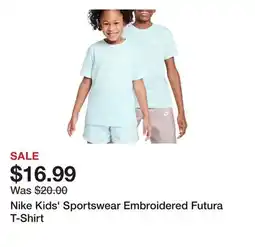 Dick's Sporting Goods Nike Kids' Sportswear Embroidered Futura T-Shirt offer