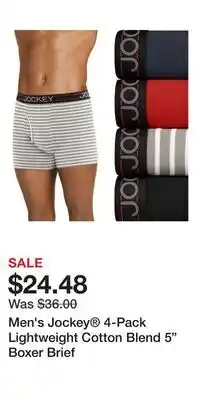 Kohl's Men's Jockey 4-Pack Lightweight Cotton Blend 5 Boxer Brief offer