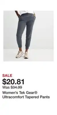 Kohl's Women's Tek Gear Ultracomfort Tapered Pants offer