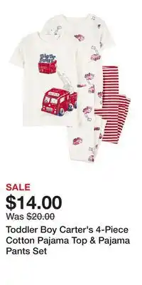 Kohl's Toddler Boy Carter's 4-Piece Cotton Pajama Top & Pajama Pants Set offer