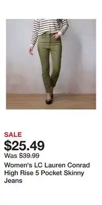 Kohl's Women's LC Lauren Conrad High Rise 5 Pocket Skinny Jeans offer