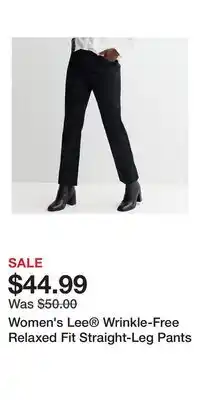 Kohl's Women's Lee Wrinkle-Free Relaxed Fit Straight-Leg Pants offer