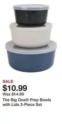 Kohl's The Big One Prep Bowls with Lids 3-Piece Set offer