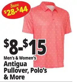 Ocean State Job Lot Men's & women's Antigua pullover, polo's & more offer
