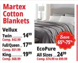 Ocean State Job Lot Martex Cotton Blankets offer