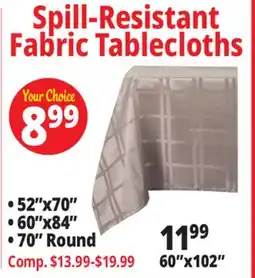 Ocean State Job Lot Spill-Resistant Fabric Tablecloths offer