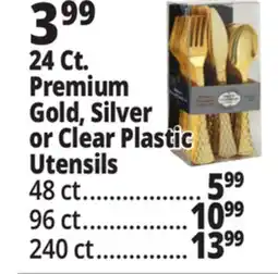 Ocean State Job Lot 24 Ct. Premium Gold, Silver or Clear Plastic Utensils offer