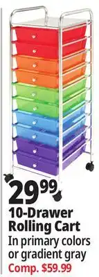 Ocean State Job Lot 10-Drawer Rolling Cart offer