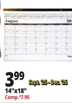 Ocean State Job Lot 2025/2026 17 Month Desk Calendar offer